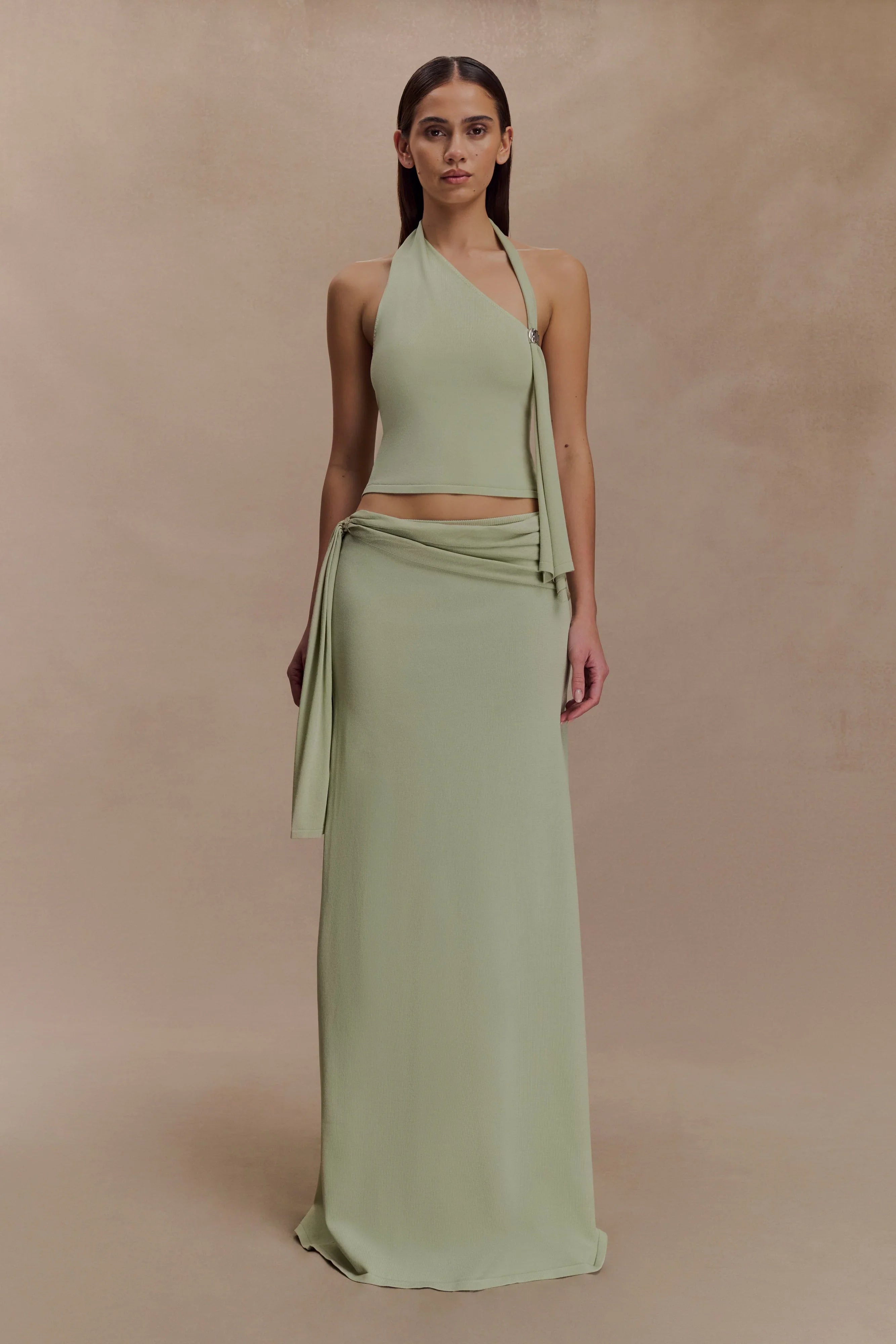 Xanthia Knit Halter Top Pastel Green