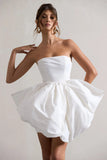 Bladen Cream Bandeau Mini Dress With Detachable Bow Skirt