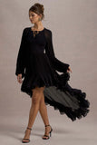 Namir Black High Low Chiffon Maxi Dress