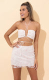 Wrap Floral Two Piece Set in White Lace