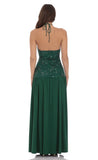 Drop Waist Sequin Maxi Dress in Green