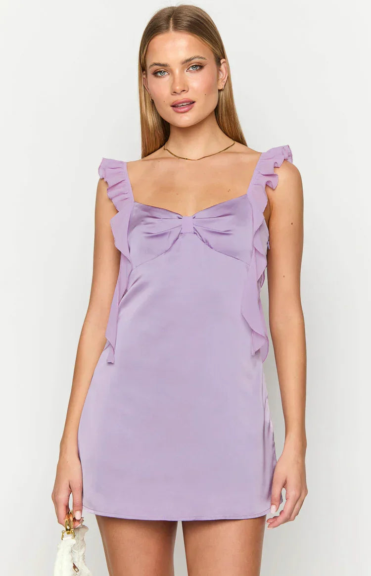 Joyce Lilac Satin Mini Dress