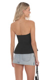 Strapless Peplum Top in Black