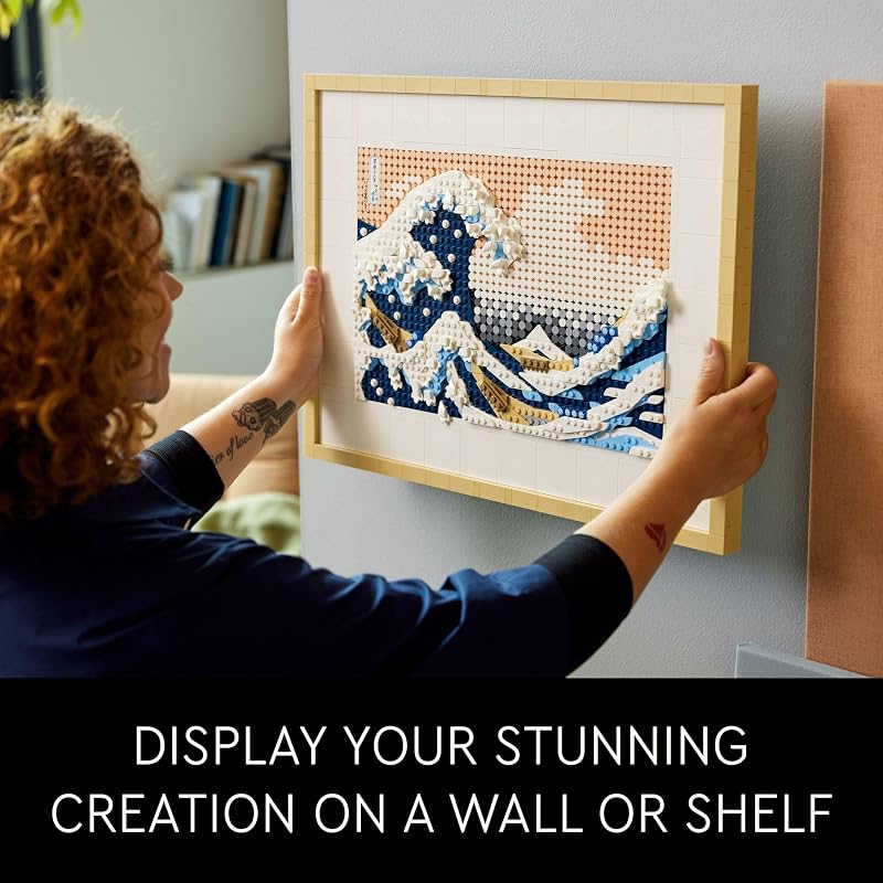 LEGO Art Hokusai The Great Wave Framed Japanese Wall Art Building Set Unique Wall Decor for Home Room or Office Fun Activity for Adults Ages 18 Gift for Men and Women 31208
