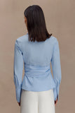 Eugenia Wrap Cotton Shirt Blue