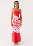 Jala Strapless Knit Maxi Dress Red Floral