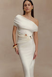 Kendra Scuba Jersey Midi Dress With Hardware Ivory