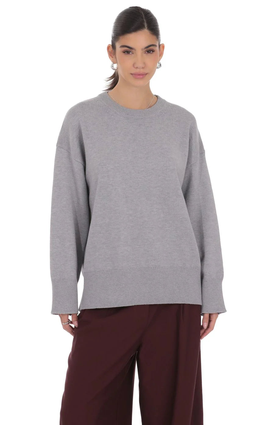 Oversized Knit Jumper in Gray