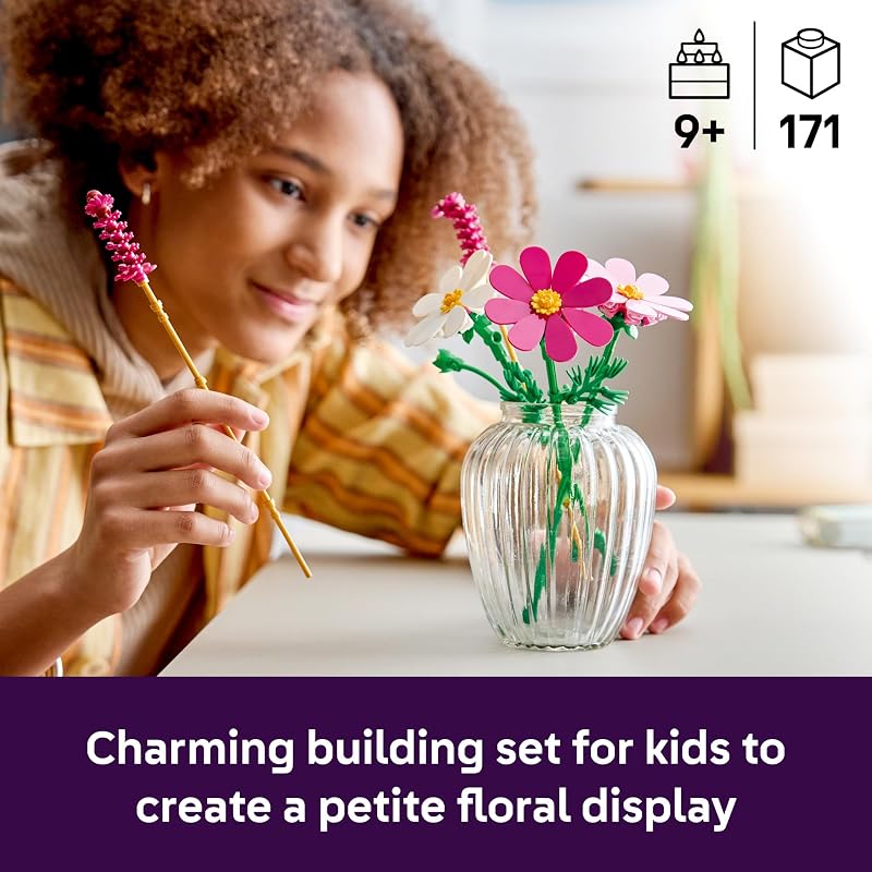 LEGO Botanicals Cosmos Flowers 11514 Building Toys for Girls Boys Ages 9 Decor for Bedroom Desk Artificial Flowers 171 pieces Gift for Birthdays