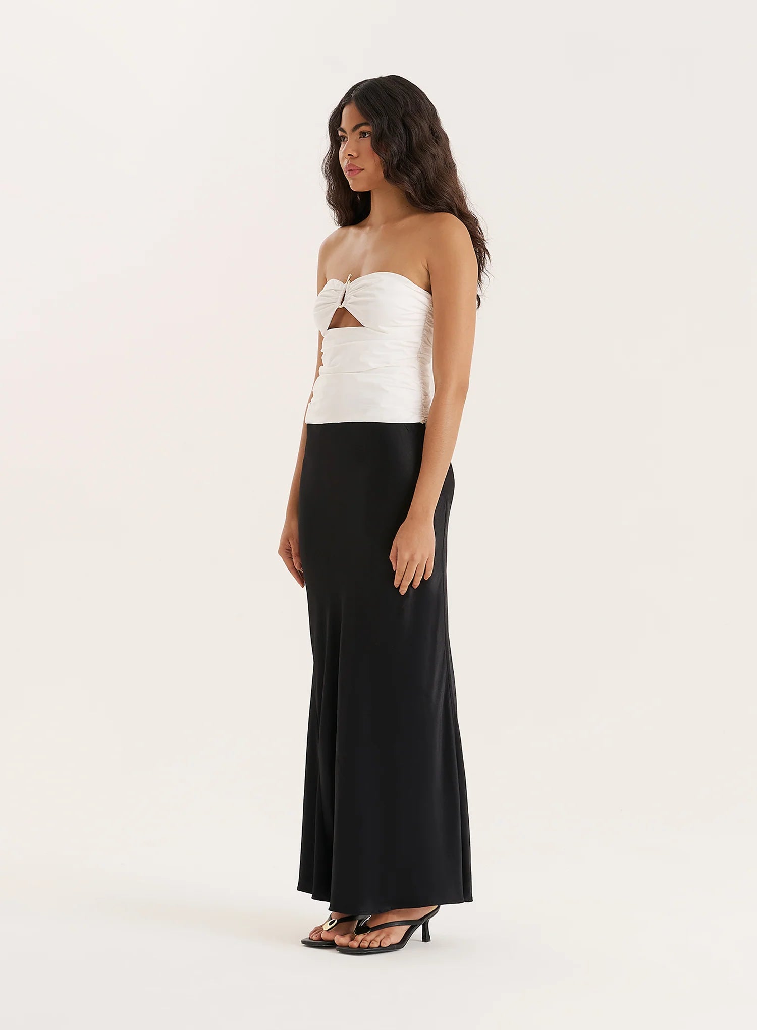 White Cut Out Gold Hardware Bandeau Top