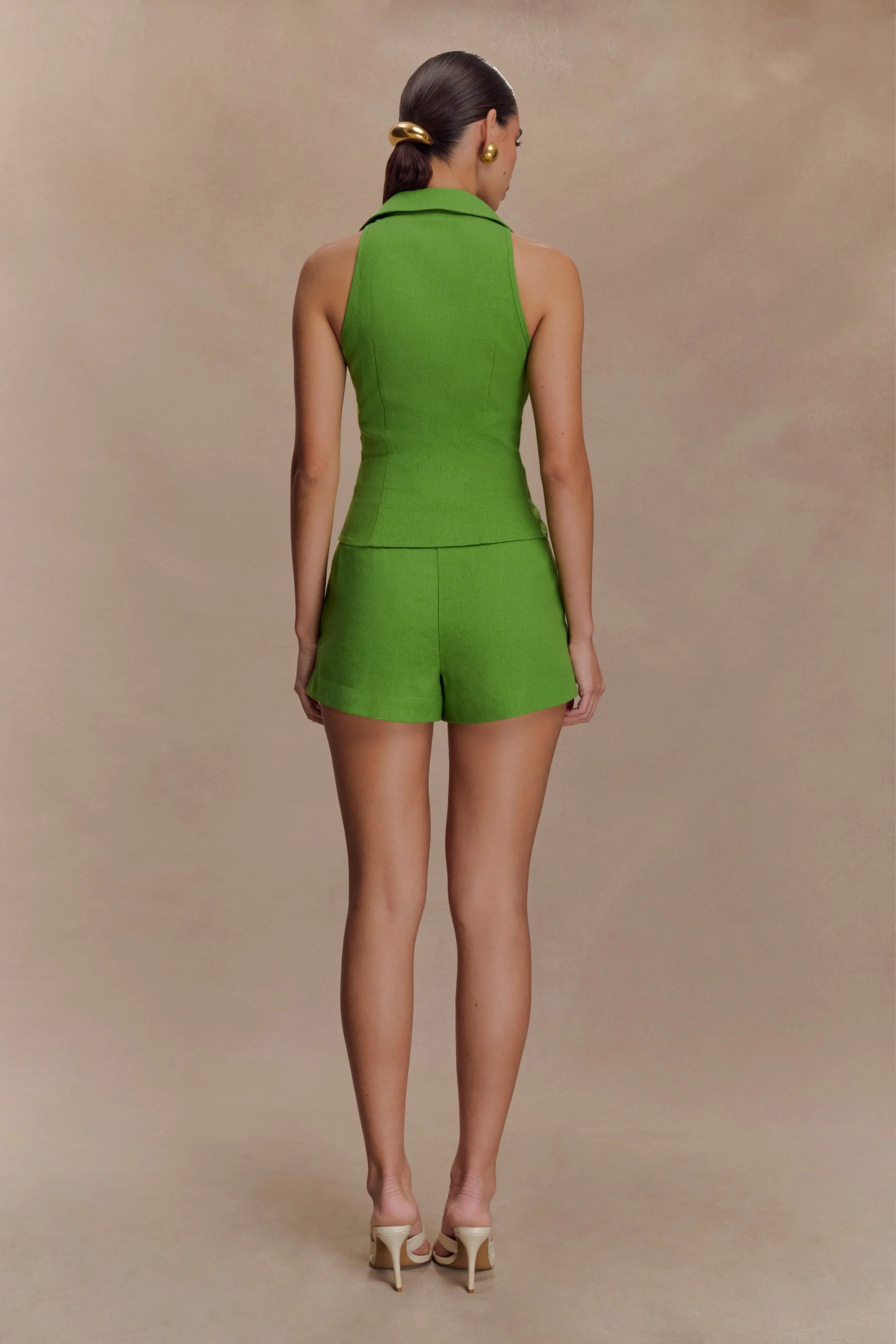 Scout Linen Belted Shorts Green