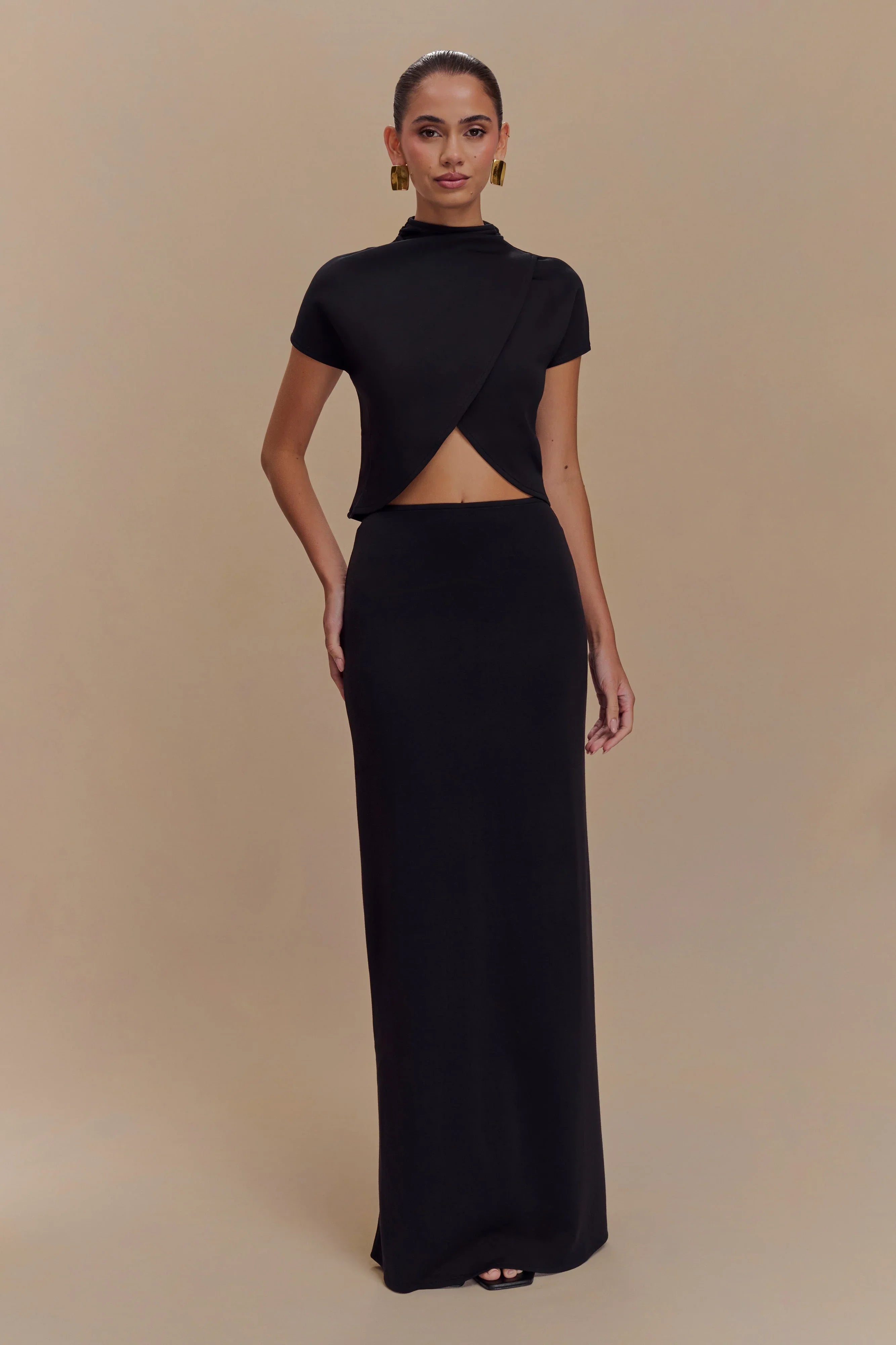 Eris Scuba Jersey Maxi Skirt Black