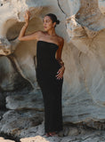 Black Knitted Bandeau Maxi Beach Dress