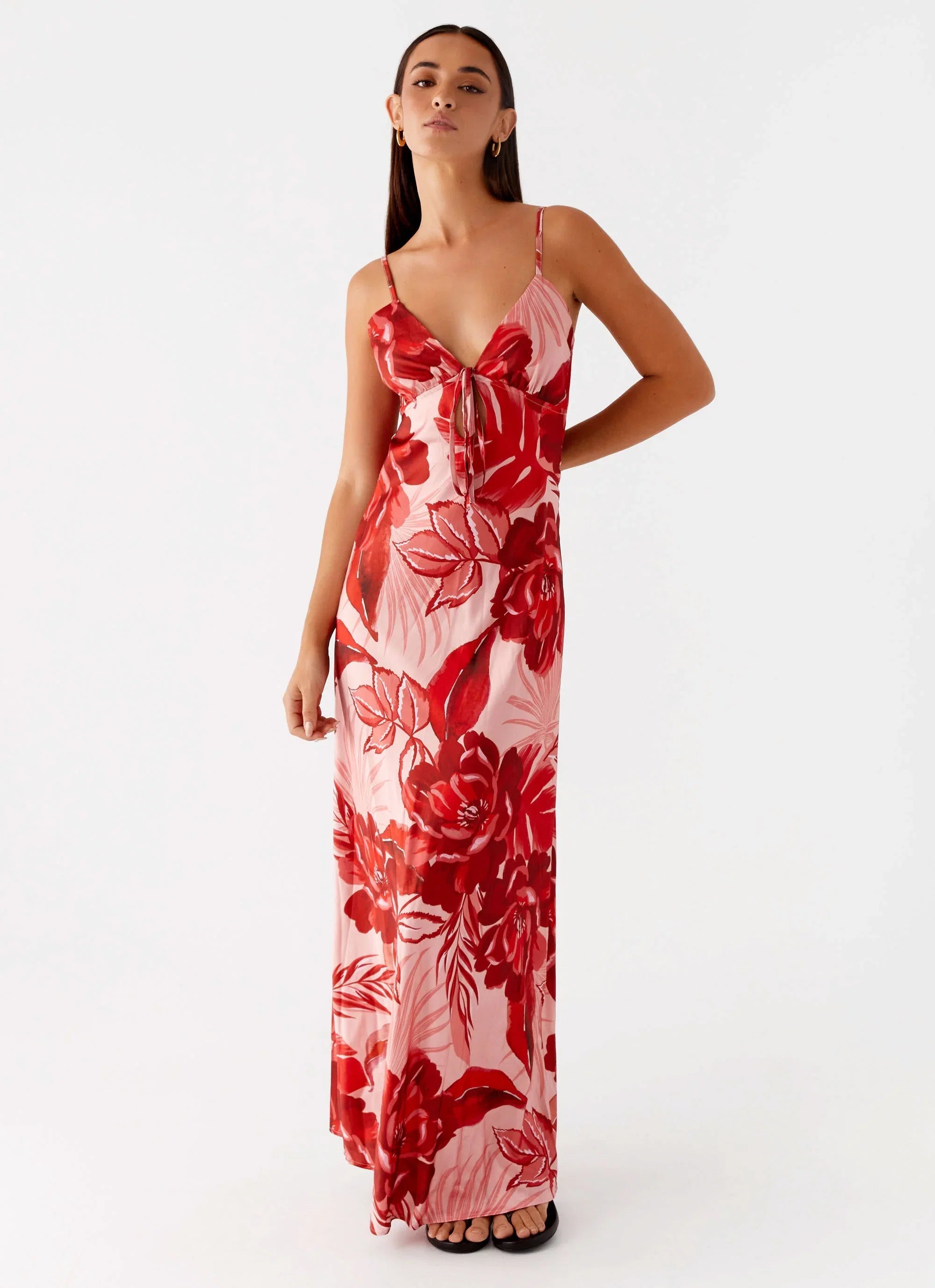 Flora Satin Maxi Dress Sicily Sunsets Print