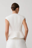 Oriana Linen Button Vest White