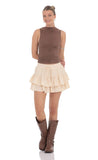 Dotted Ruffle Skort in Beige