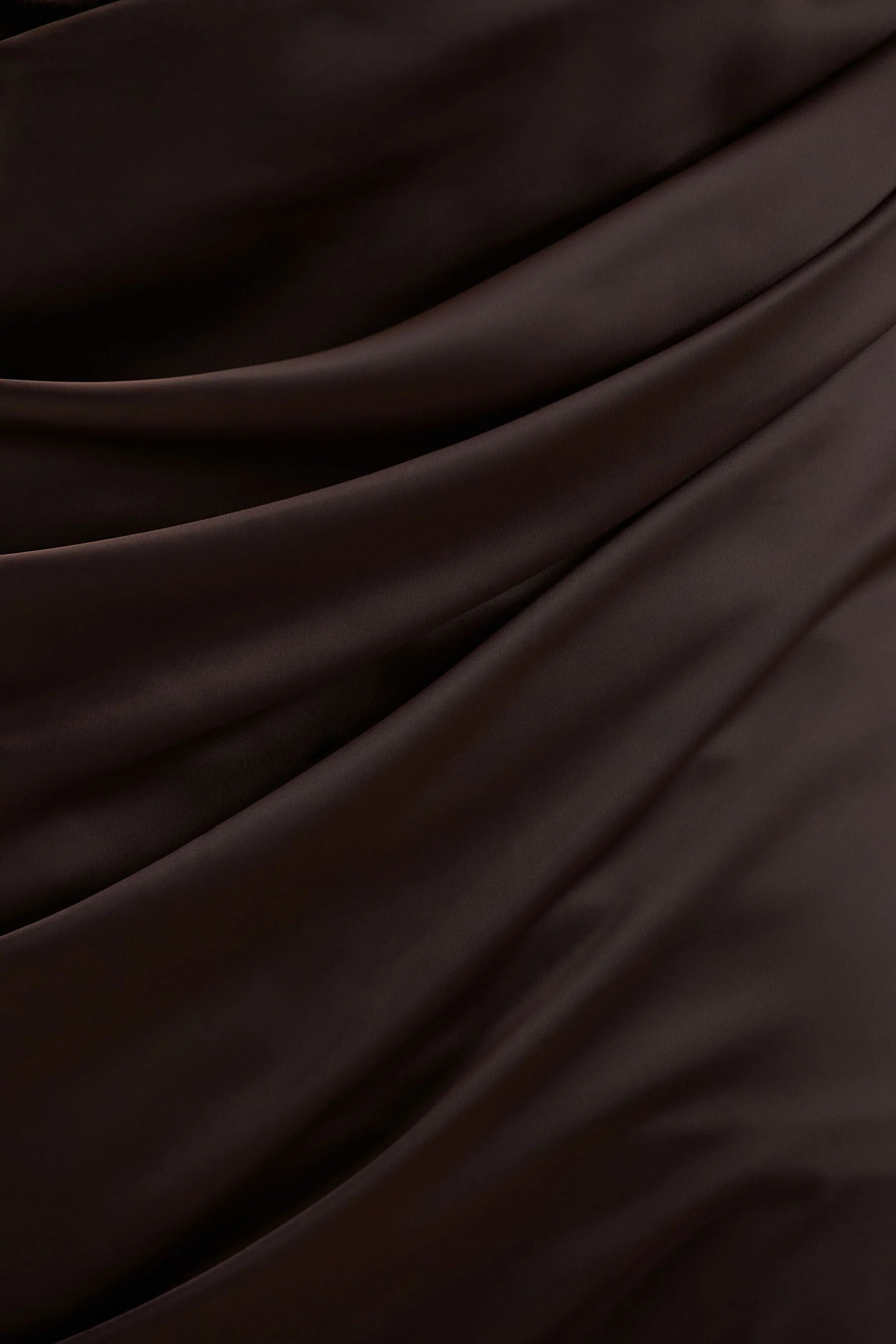 Sasha Brown Satin And Velvet Midi Dress With Wrap Detail