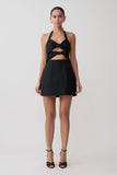 Ella Bow Detail Halter Mini Dress Black