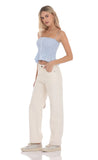 Straight Leg Mid Rise Jeans in Cream