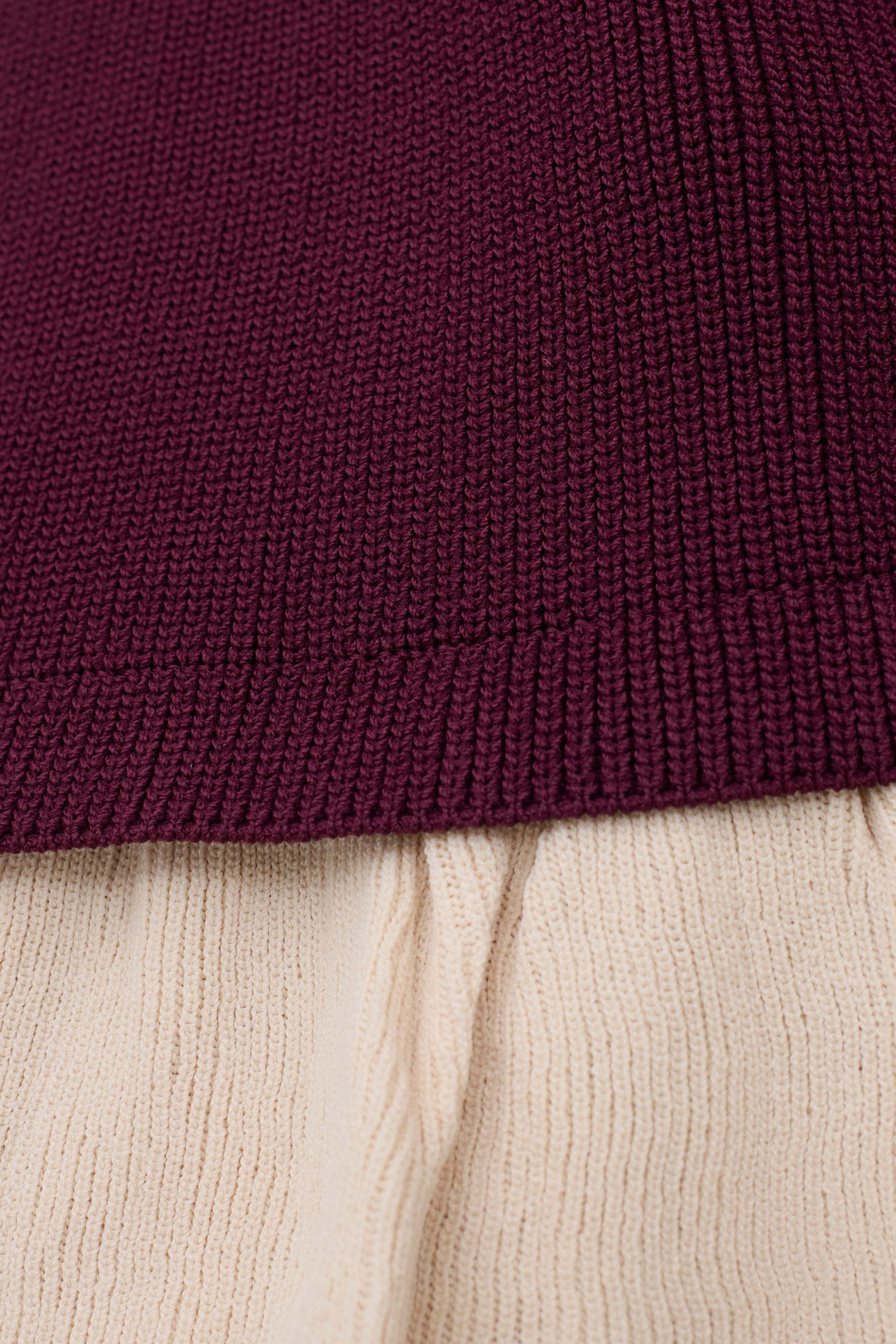 Amirose Ruffle Knit Midi Dress Plum