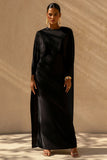 Belinda Black Draped Maxi Dress With Cape Sleeves