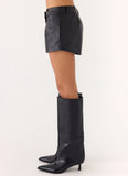 Oslo Faux Leather Mini Shorts Black