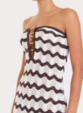 Chocolate And Cream Chevron Print Knitted Bandeau Maxi Dress