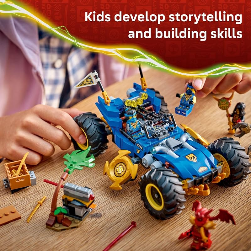 LEGO NINJAGO Jays Transforming Car Building Toy for Boys Girls Toy Car W 2 Play Modes for Kids Ages 8 W Jay NYA Dragon Form Kai 2 More Minifigures Gift Idea for Birthdays 71856