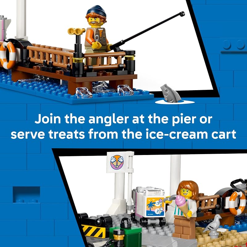 LEGO City Classic Beach Streetcar 60506 Building Toys for Boys Girls Ages 7 Trolley Playset for Pretend Play 5 Minifigures 693 pieces Gift for Birthdays