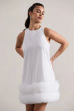 Raise A Glass White A Line Mini Dress With Tulle Hem