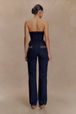 Meryl Lace Up Denim Jean Indigo Blue