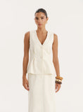 Cream Tailored Cinched Waistcoat