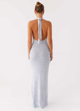 Novalee Flower Crochet Maxi Dress Blue