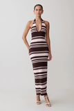 Brienne Stripe Midi Dress Pink Chocolate