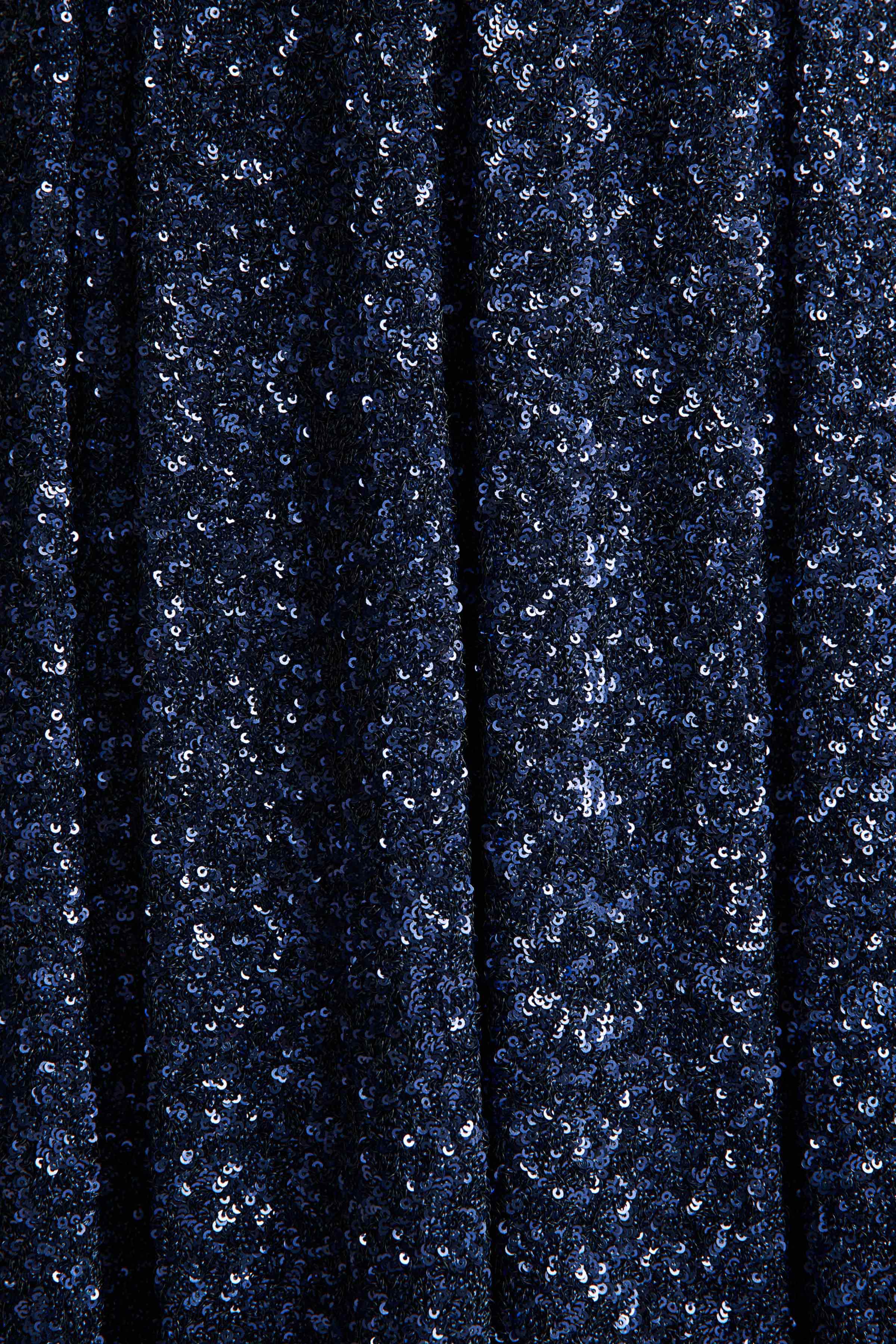 Lima Navy Sequin Square Neck A Line Midi Dress