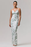Luz Green Porcelain Print Strappy Maxi Dress