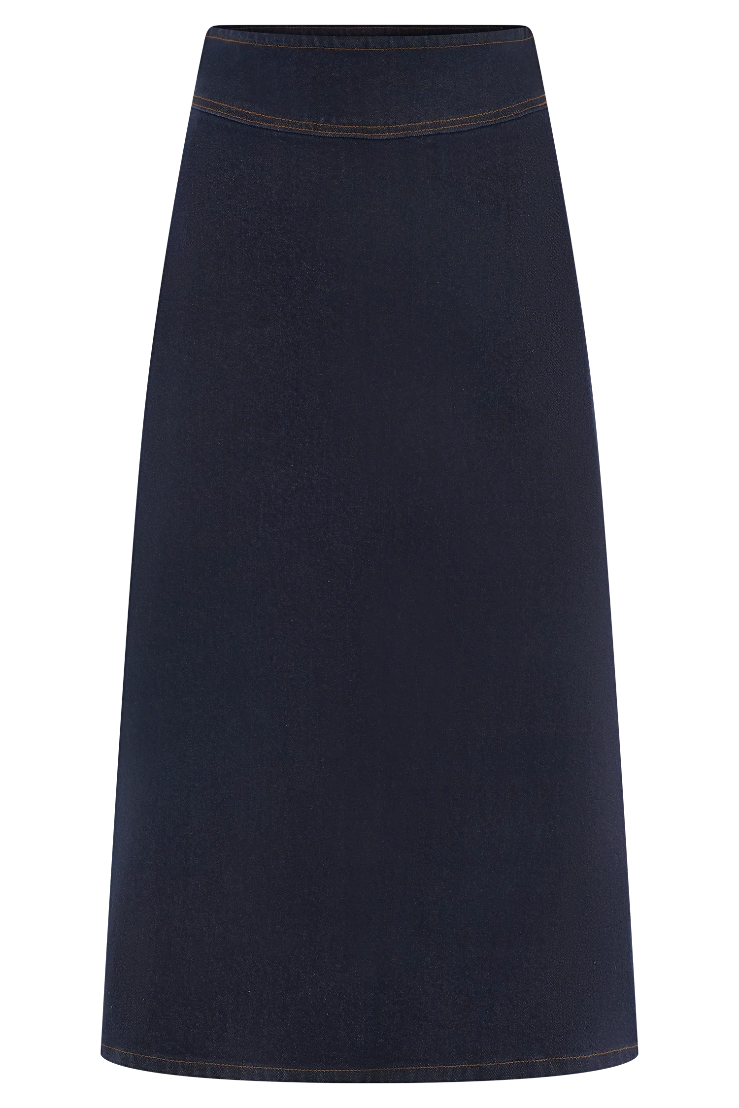Cecilia Denim A Line Midi Skirt Indigo Blue