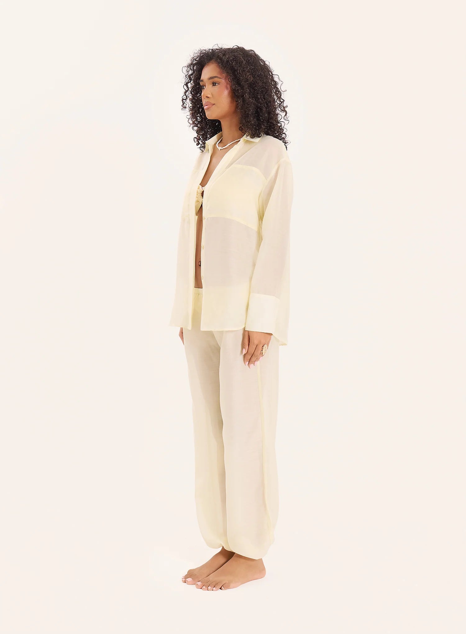 Lemon Semi Sheer Balloon Trousers