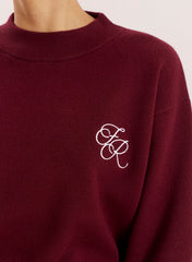 Burgundy Logo Detail Knitted Jumper