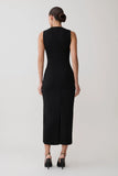 Norah Sleeveless Crepe Midi Dress Black