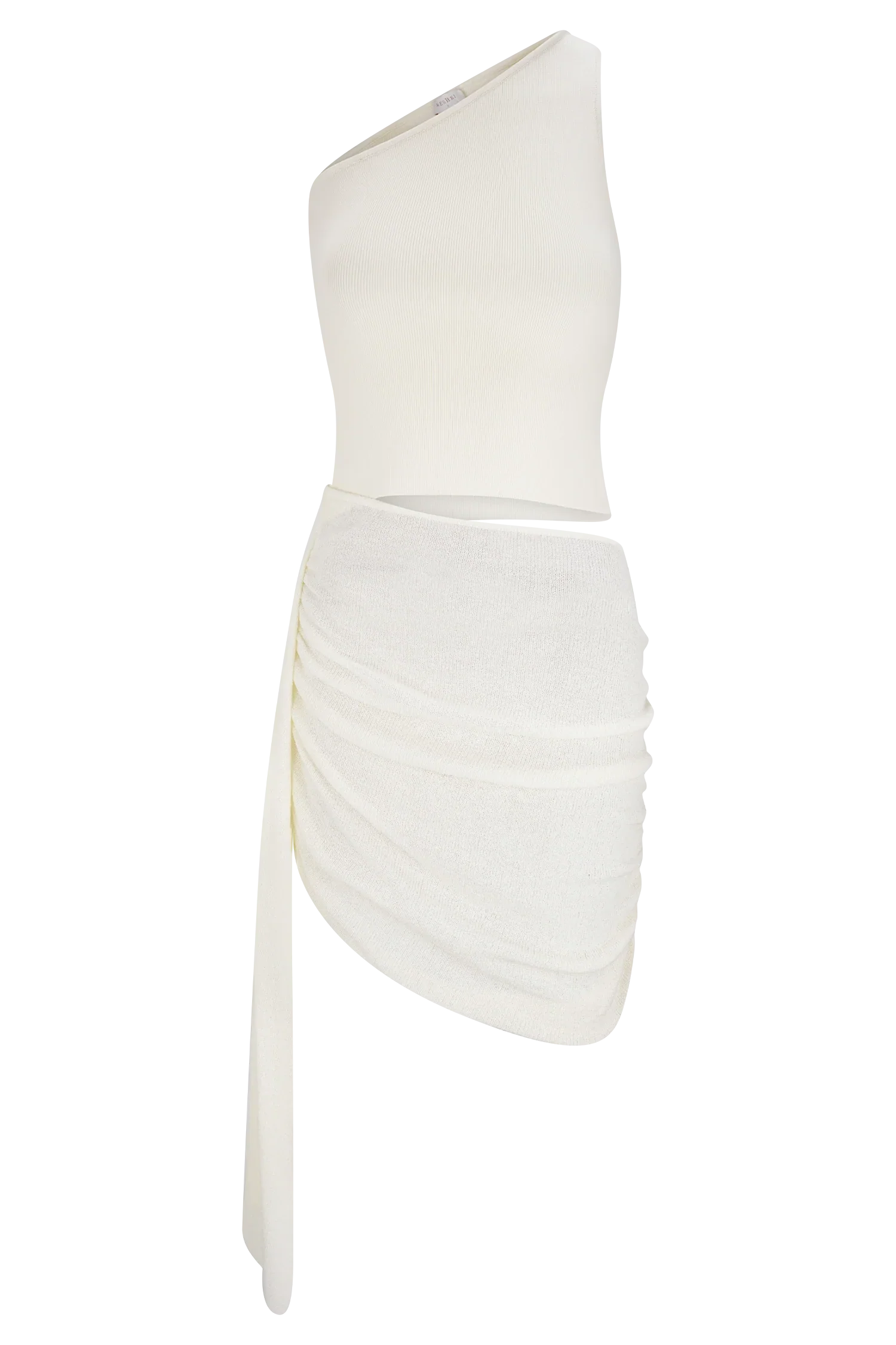Cali Drape Skirt Knit Mini Dress Ivory