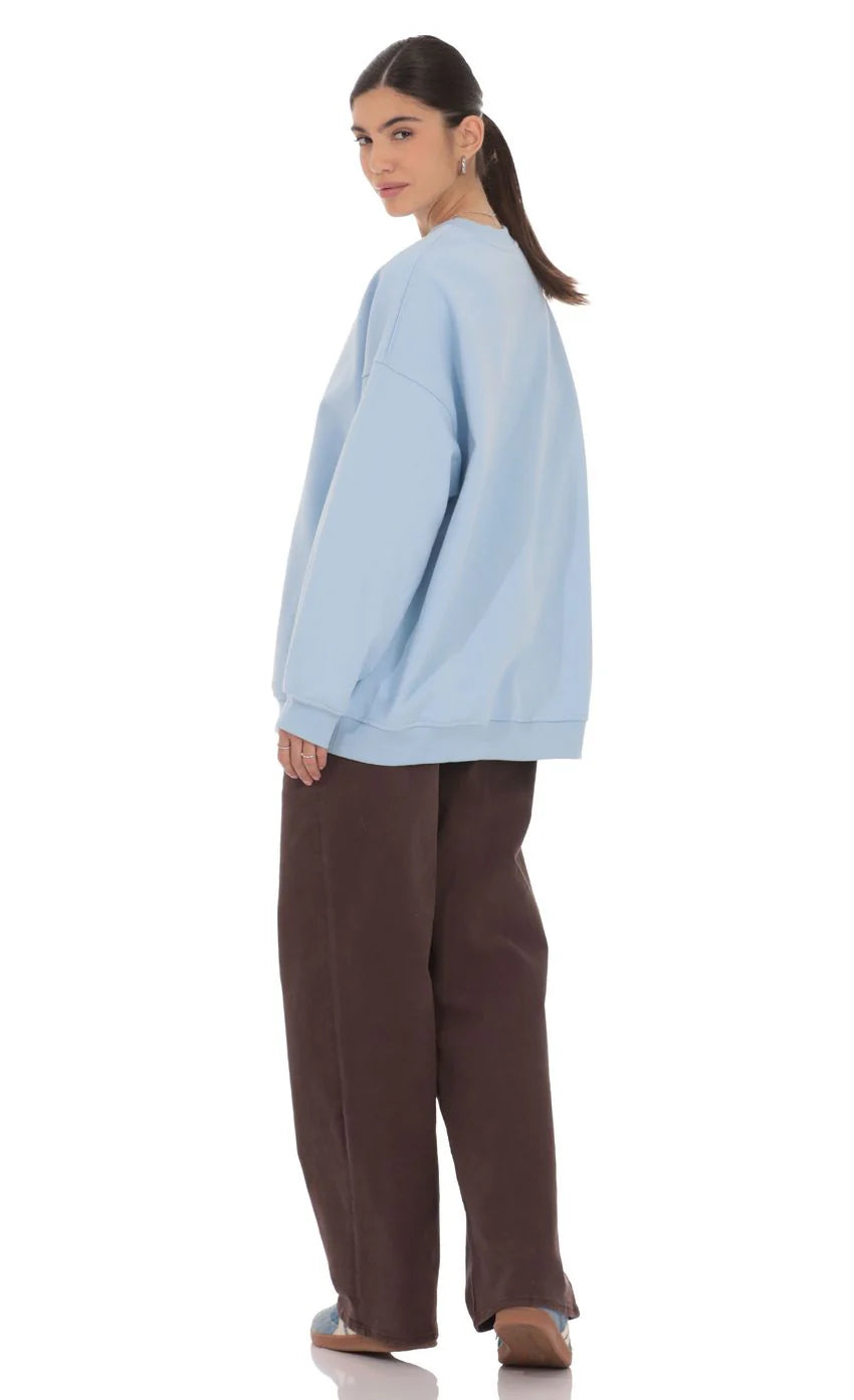 Lucy Oversized Crewneck in Blue