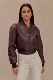 Codi Faux Leather Bomber Jacket Merlot