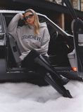 Grey Courchevel Slogan Oversized Hoodie