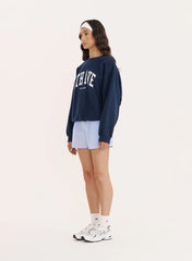 Navy 4th Avenue Slogan Oversized Sweatshirt
