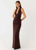 Ilaria Halter Maxi Dress Chocolate