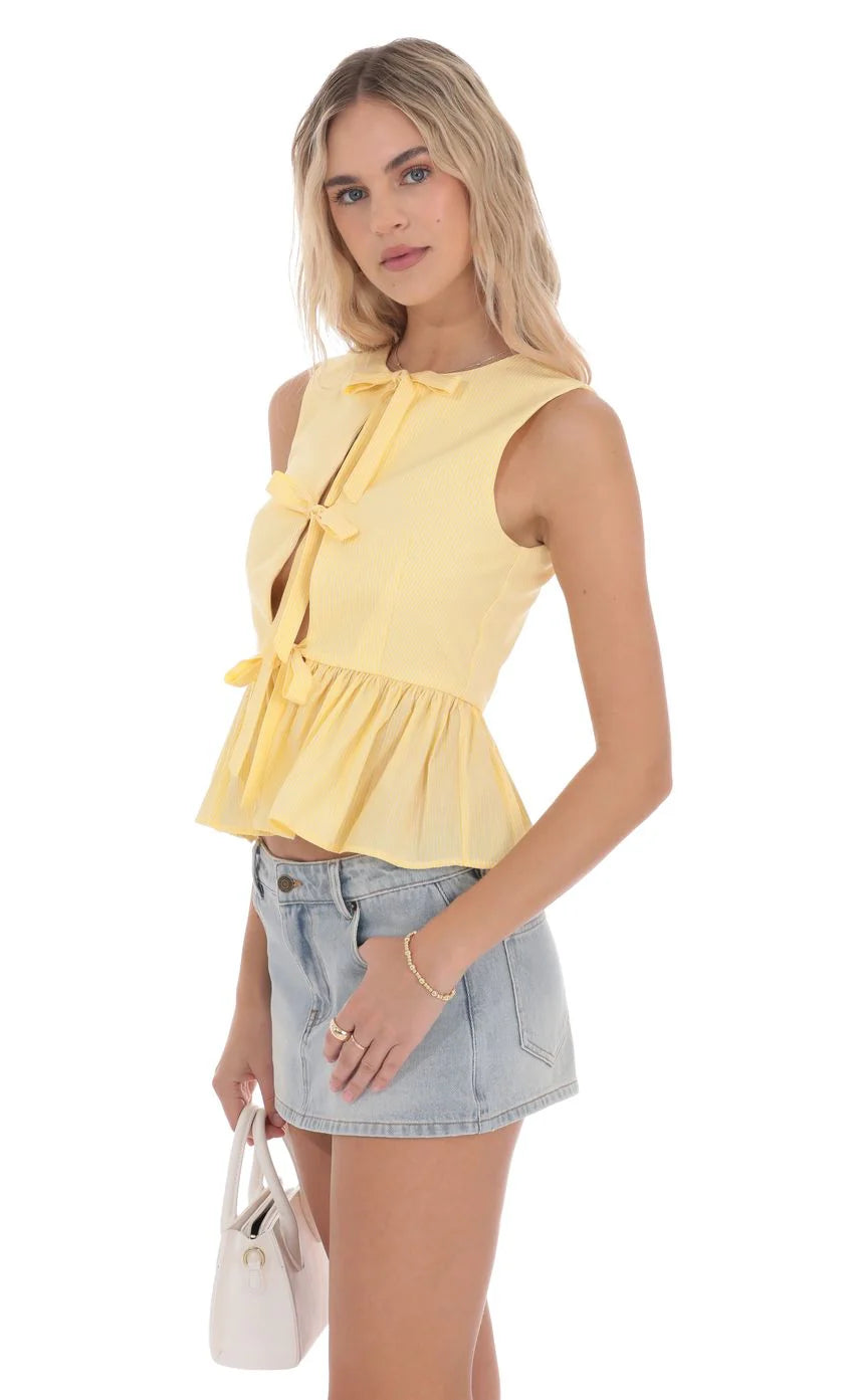 Pinstripe Peplum Vest in Yellow