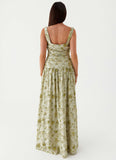 Zinna Linen Maxi Dress Sage Floral