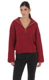 Knit Quarter Zip Jumper in Maroon
