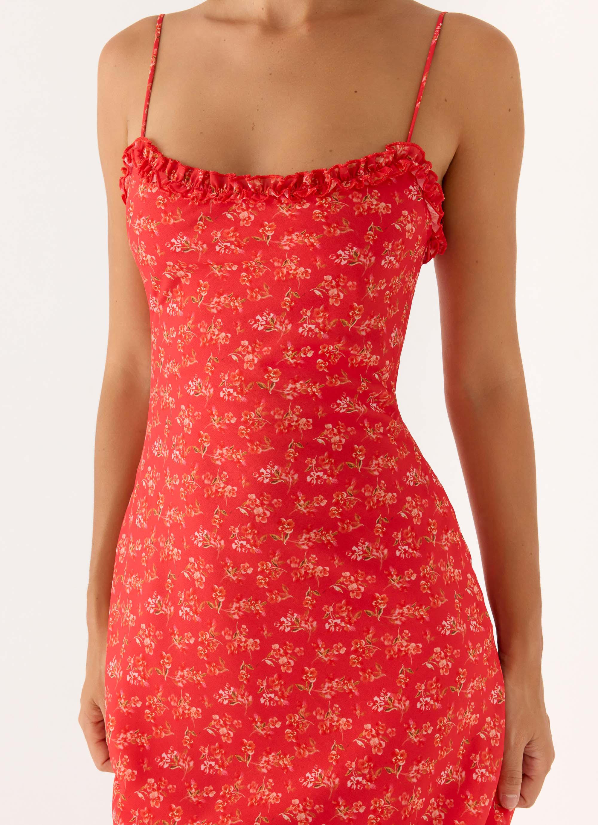 Kahlo Midi Dress Magenta Red Rose